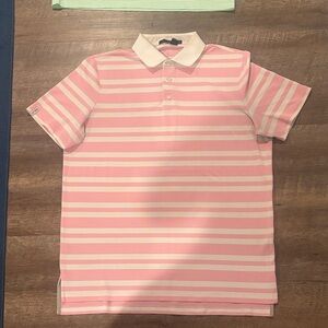 RLX Ralph Lauren Soft Pink and White Polo Shirt